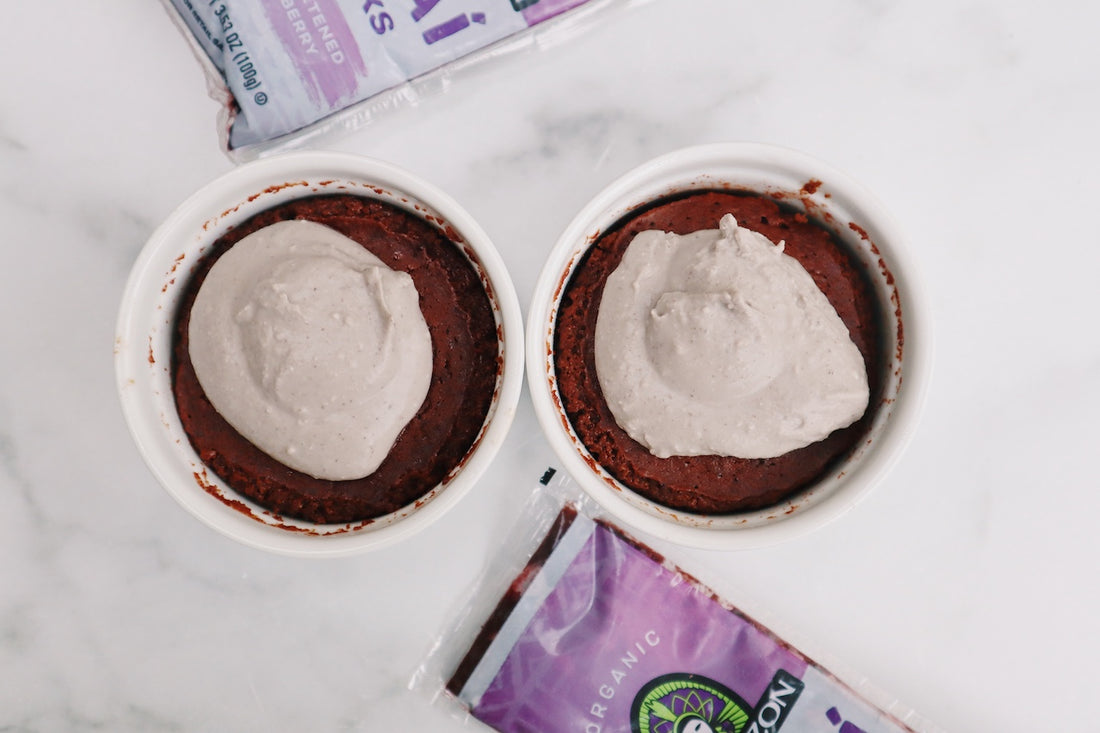 Vegan Chocolate Lava Cake with Açaí Whipped Coconut Cream Recipe