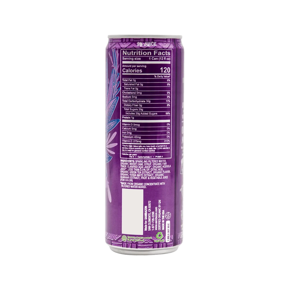 Original Açaí Amazon Energy Drink - Back of Packaging